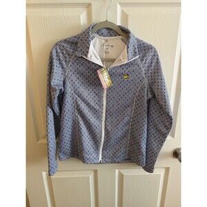 Magnolia Lane Masters Golf Womens Blue & White Ocean Tech Full Zip - Size M NWT